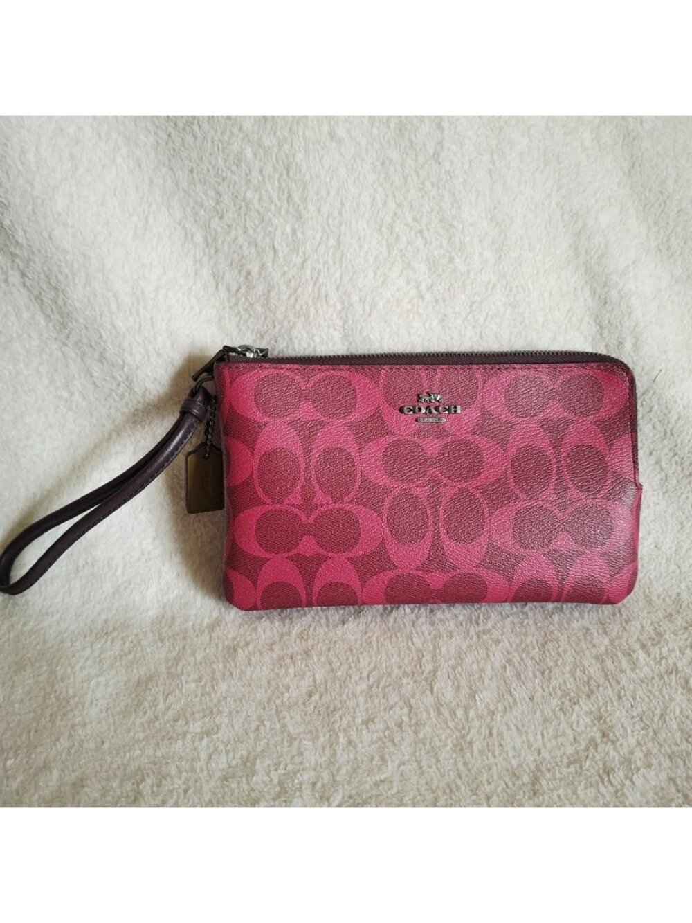 Coach Signature Pink And Purple Signature Wristlet Unique Trendy Vibrant stylish